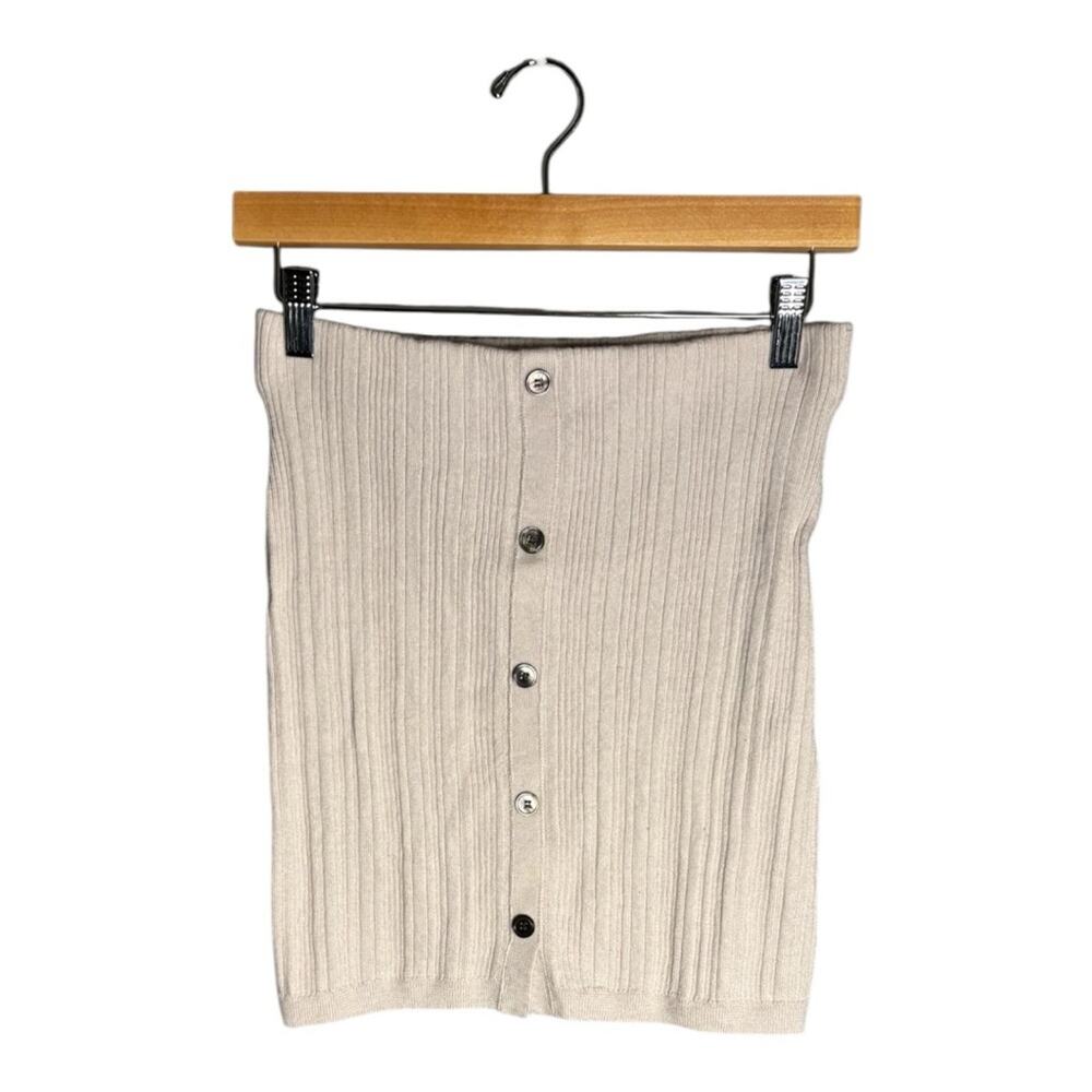ATM Light Purple Ribbed Button Front Wool Sweater Skirt Medium